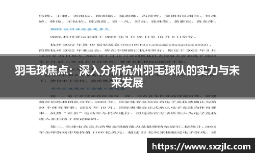羽毛球焦点：深入分析杭州羽毛球队的实力与未来发展